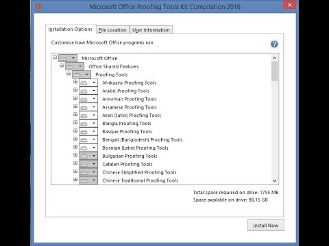 microsoft office proofing tools 2016